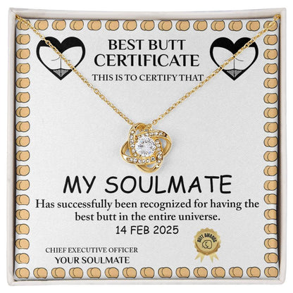 Love Certificate - Best Butt - Love Knot Necklace