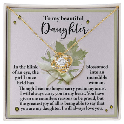 Daughter - Incredible Woman - Love Knot Necklace