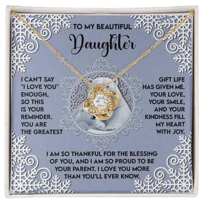Daughter - Fill My Heart - Love Knot Necklace