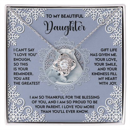 Daughter - Fill My Heart - Love Knot Necklace