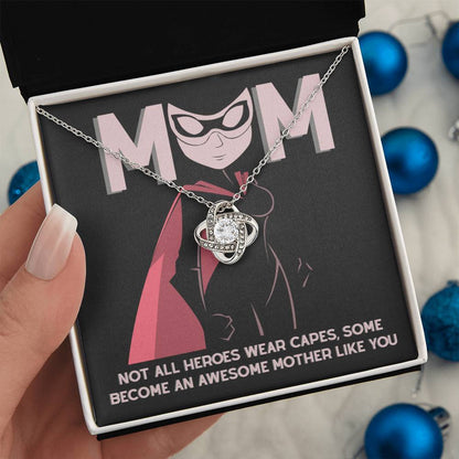 Mom - An Awesome Mother - Love Knot Necklace