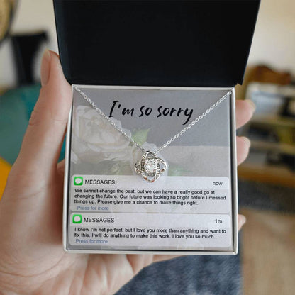Sorry - I'm Not Perfect - Love Knot Necklace