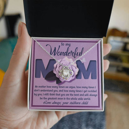 Mom - The Greatest Mom - Love Knot Necklace