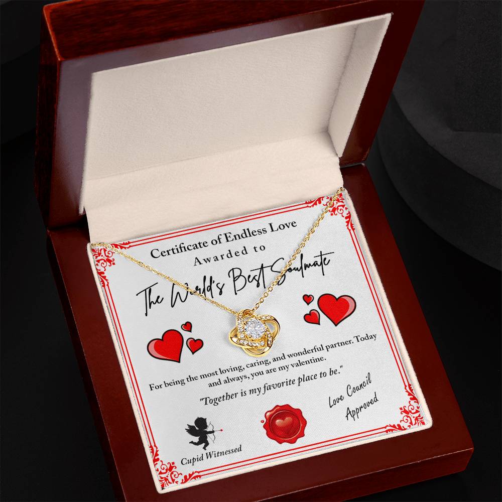 Love Certificate - Cupid Witnessed - Love Knot Necklace
