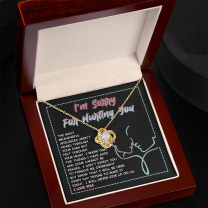 Sorry - Never Give Up - Love Knot Necklace