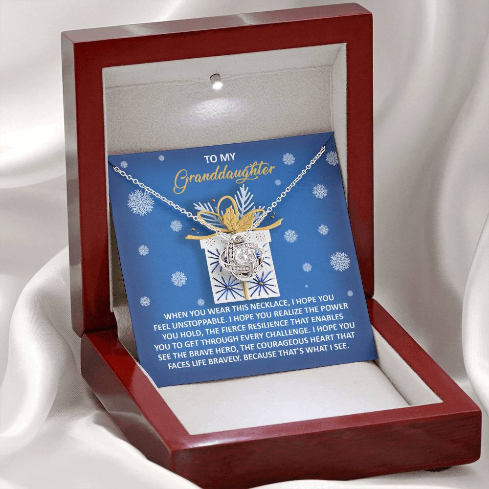 Granddaughter - Brave Hero - Love Knot Necklace