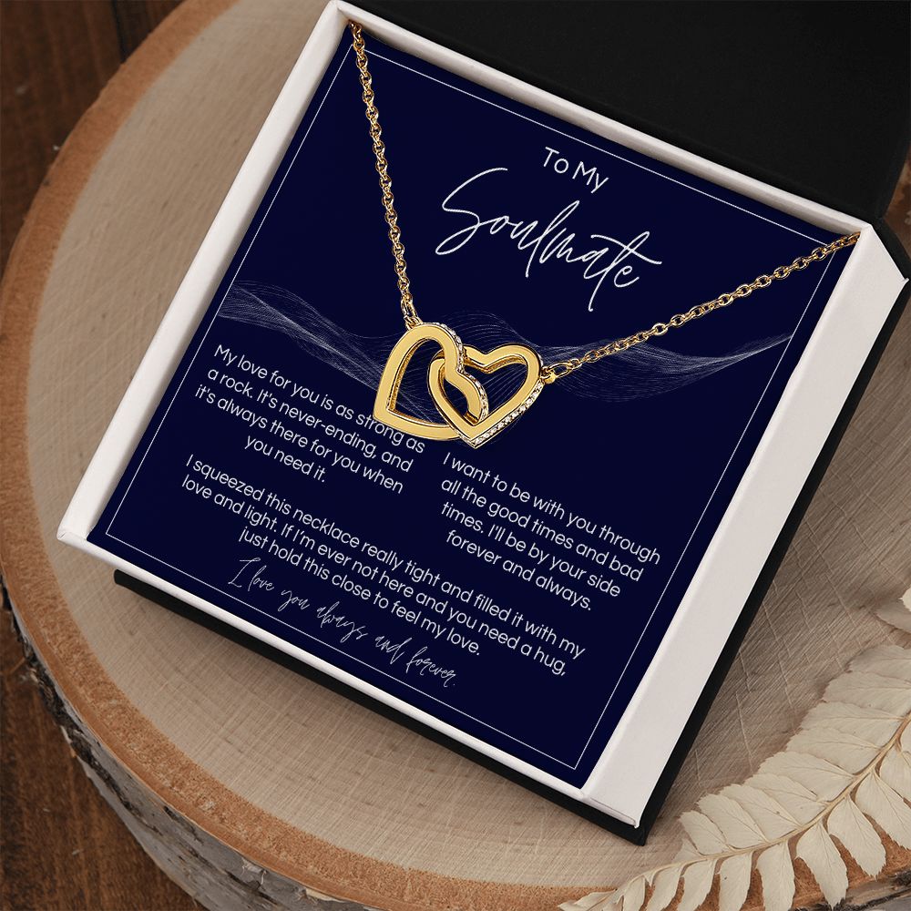 To My Soulmate - Strong As A Rock - Interlocked Hearts - Dark Card