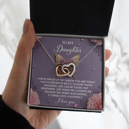 Daughter - A Butterfly - Interlocking Hearts