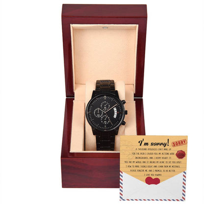 Sorry - Breaks My Heart - Black Chronographic Watch
