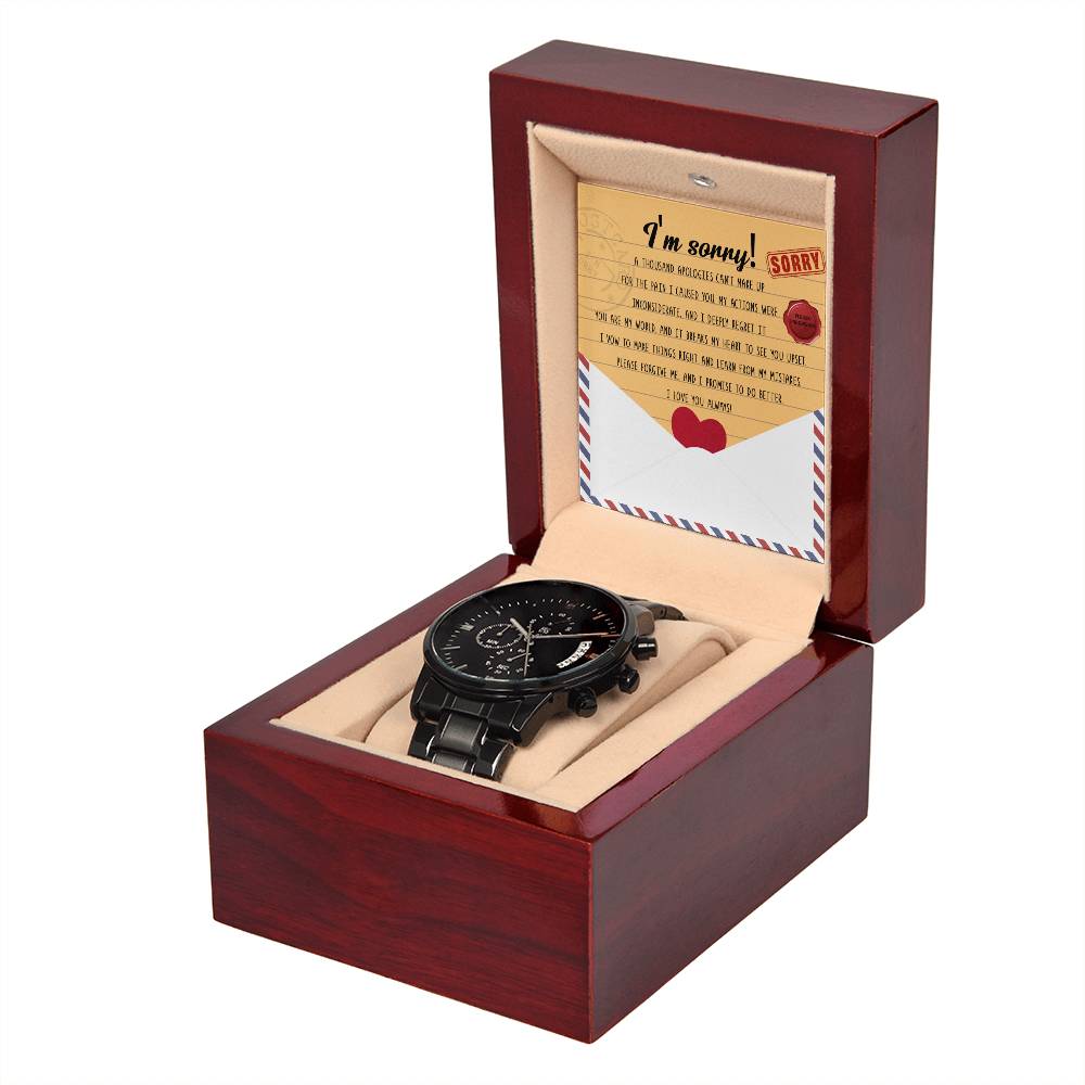 Sorry - Breaks My Heart - Black Chronographic Watch