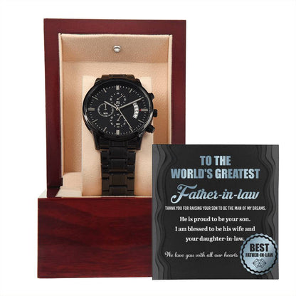 Father-in-Law - Proud To Be - Metal Chronograph Watch
