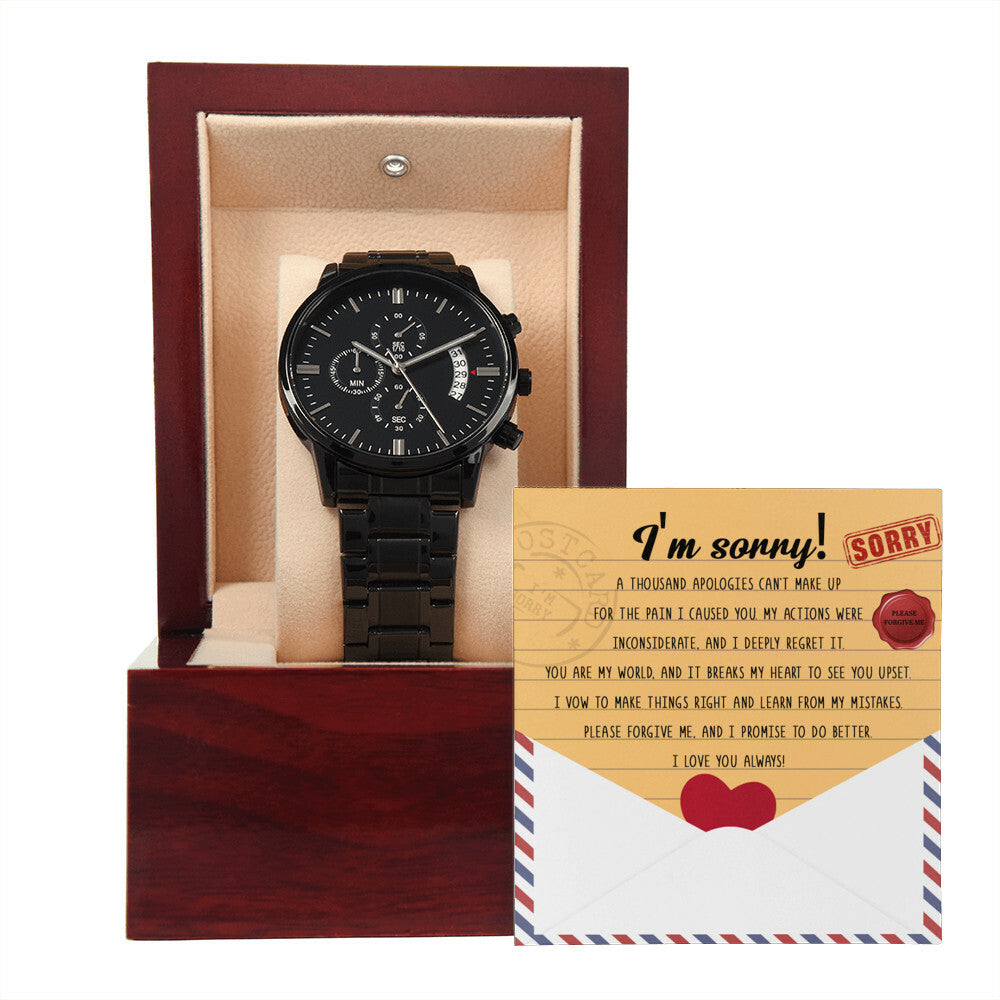 Sorry - Breaks My Heart - Black Chronographic Watch