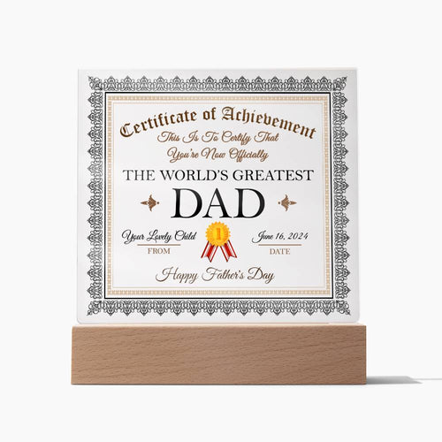 World's Greatest Dad Certificate - Acrylic