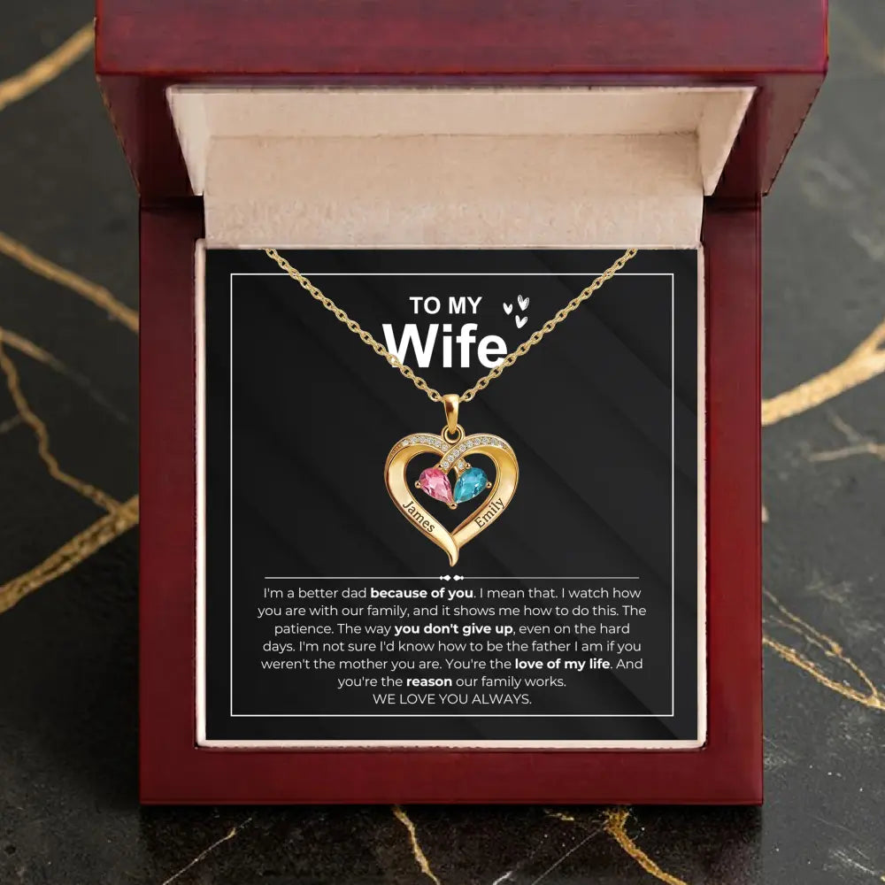 The Heart of Our Family - Birthstone Heart Necklace Set