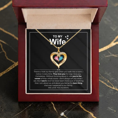 The Heart of Our Family - Birthstone Heart Necklace Set
