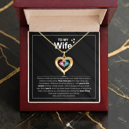 The Heart of Our Family - Birthstone Heart Necklace Set