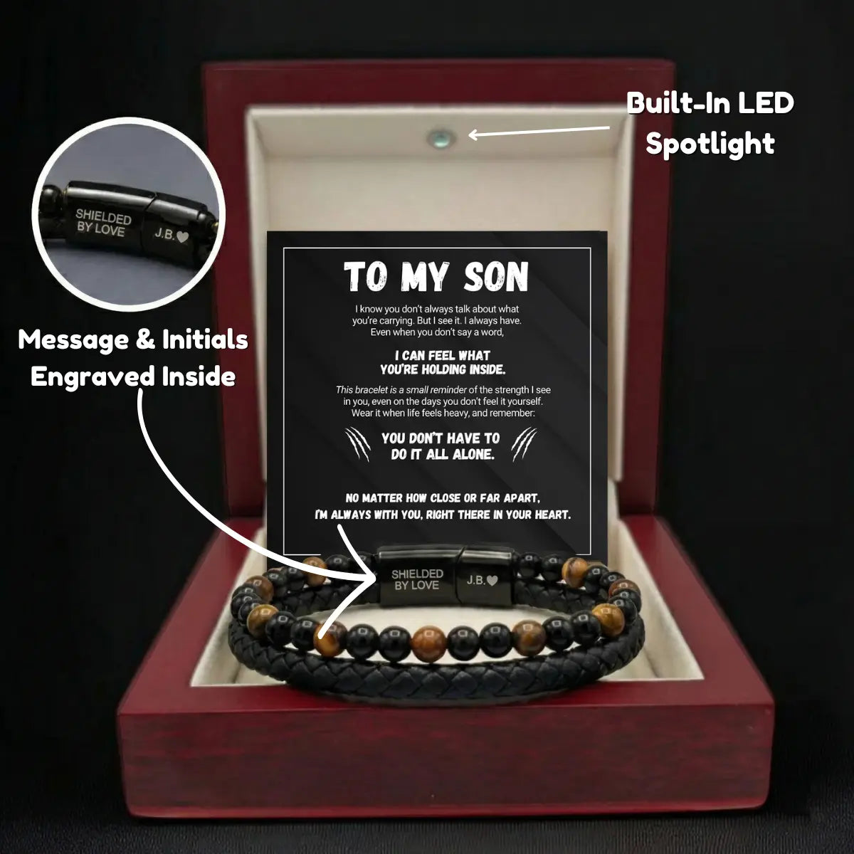 To My Son - The Guardian - Tiger's Eye Bracelet Gift