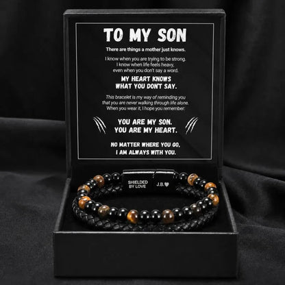 To My Son - The Guardian - Tiger's Eye Bracelet Gift