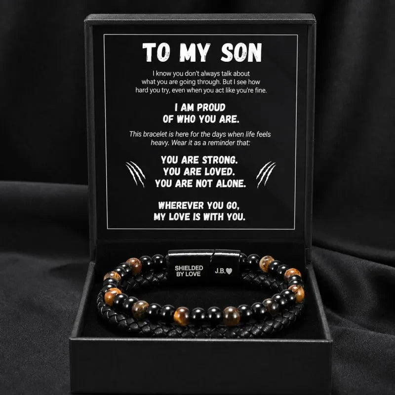 To My Son - The Guardian - Tiger's Eye Bracelet Gift